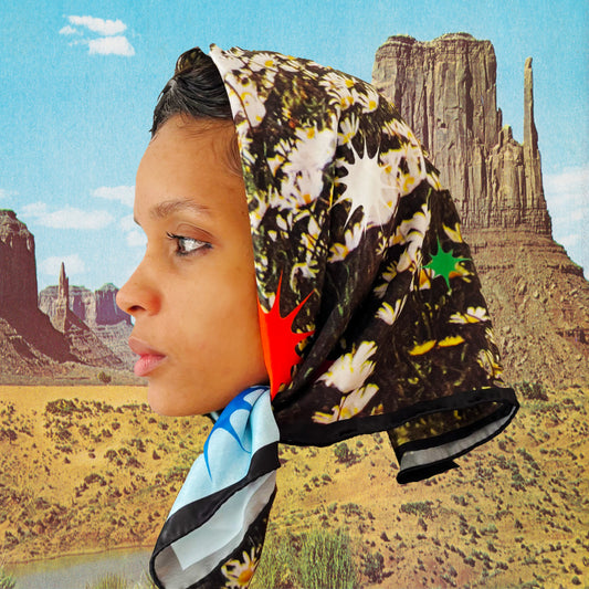 Flower-Baby Satin Scarf