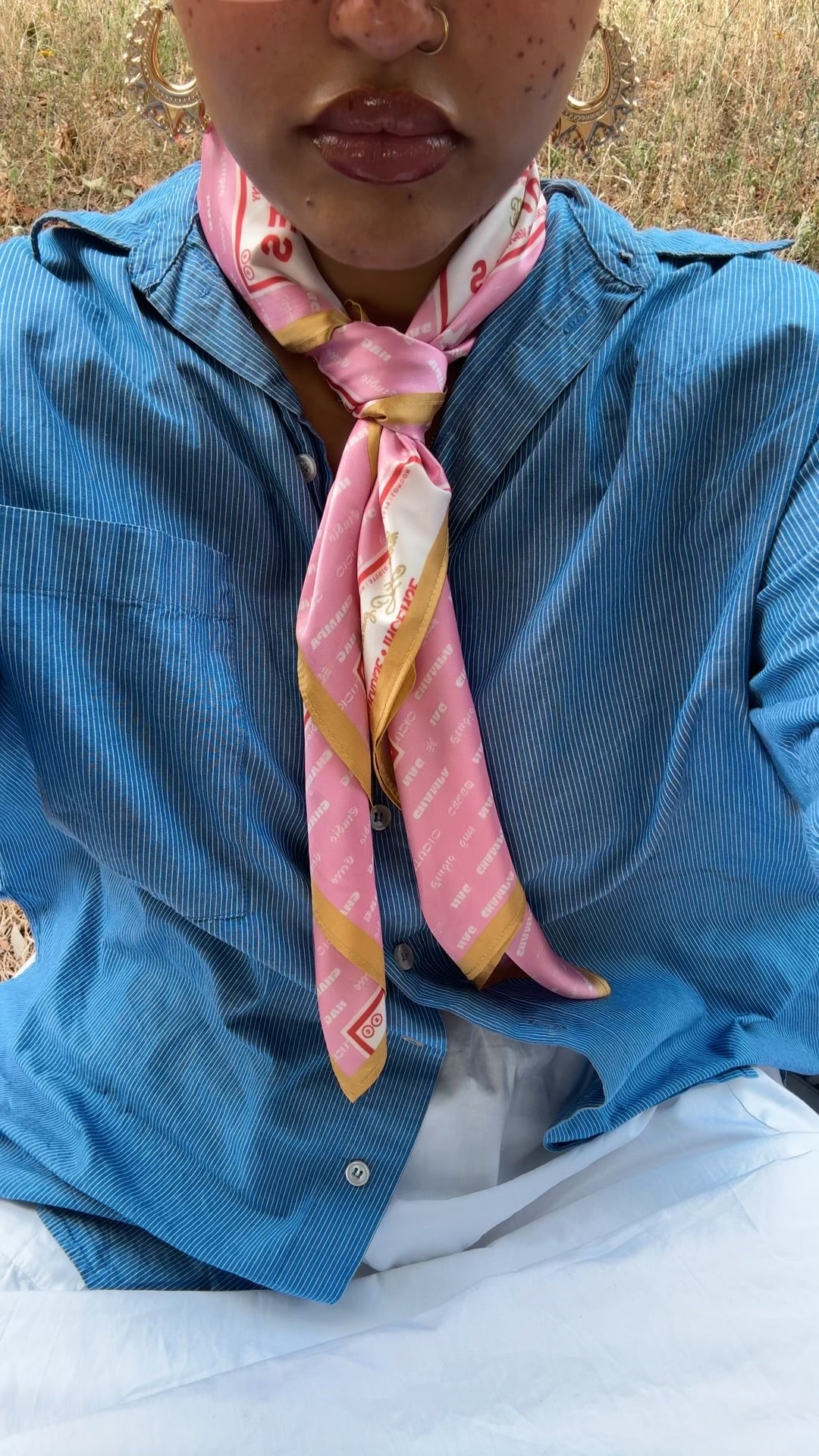 Incense Repeat Pattern Scarf with mirrored back