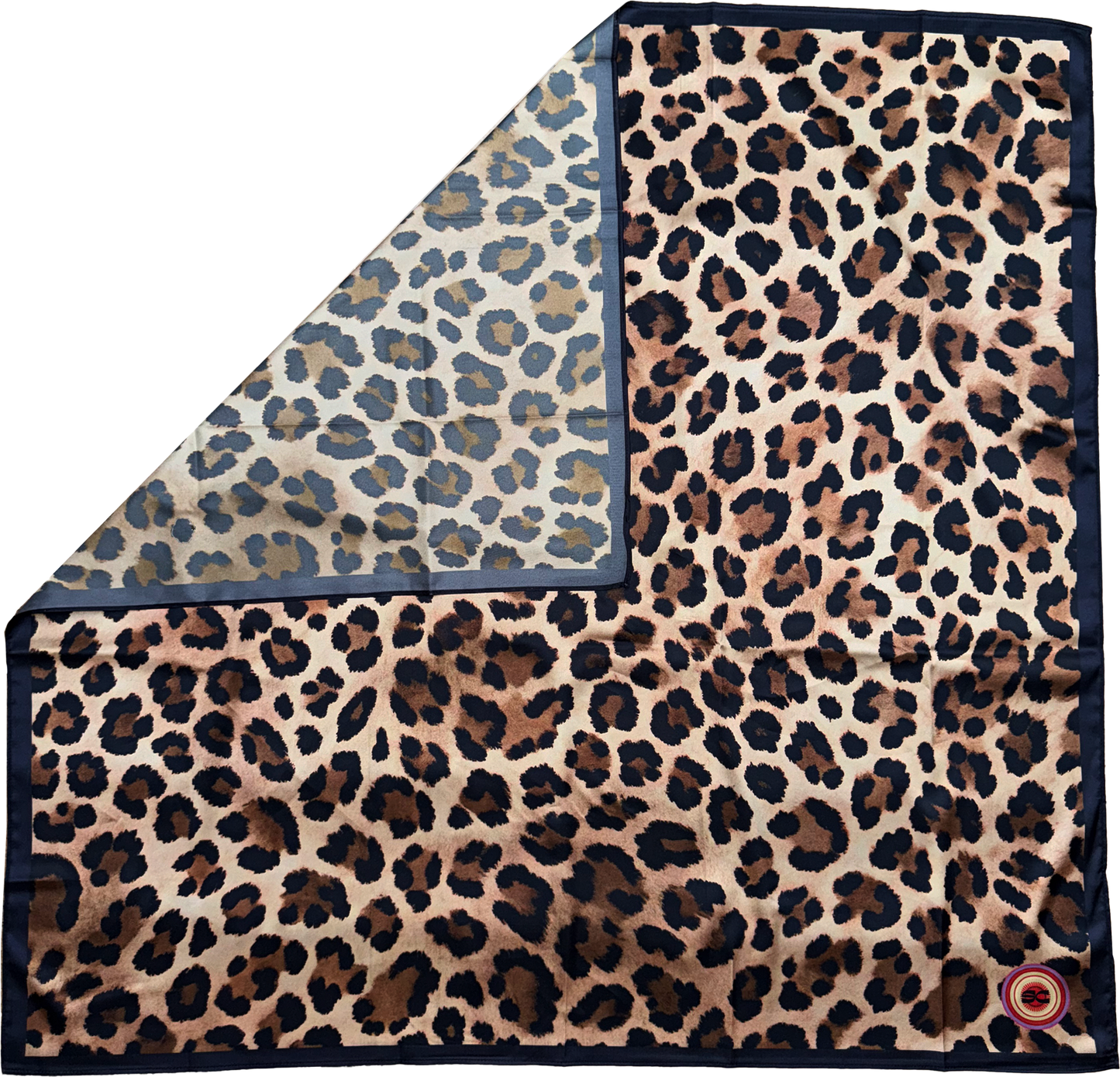 Leopard Print Satin Scarf with mirrored back