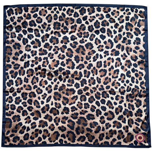 Leopard Print Satin Scarf with mirrored back