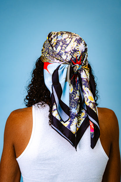 Flower-Baby Satin Scarf
