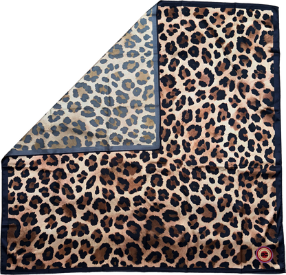 Leopard Print Satin Scarf with mirrored back