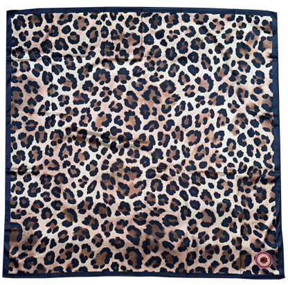 Leopard Print Satin Scarf with mirrored back